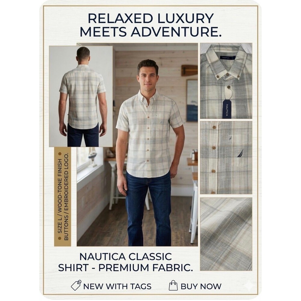 ✨ NWT Nautica Classic Fit Plaid Shirt - Premium Fabric ✨